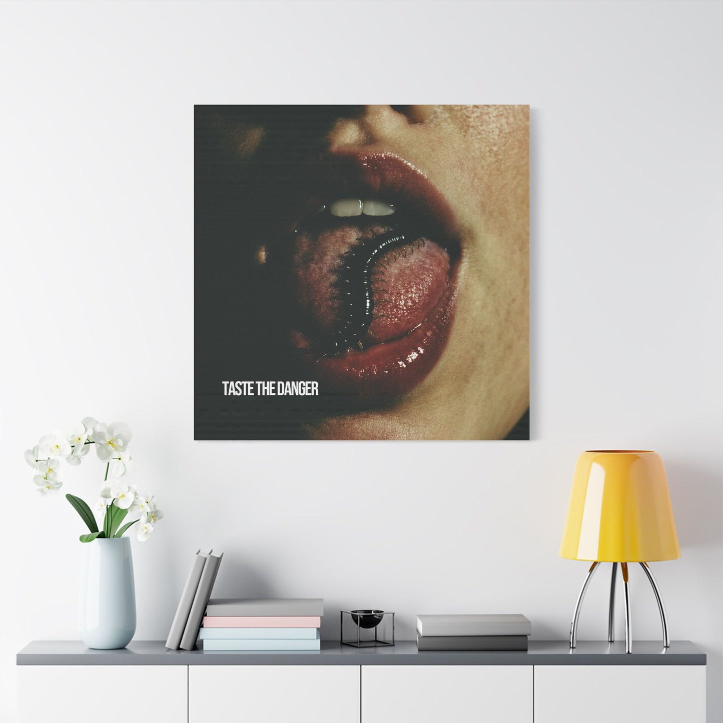 Edgy Art Canvas, Taste the Danger Wall Decor, Unique Artwork, Modern Home Decor, Statement Piece, Gift for Art Lovers