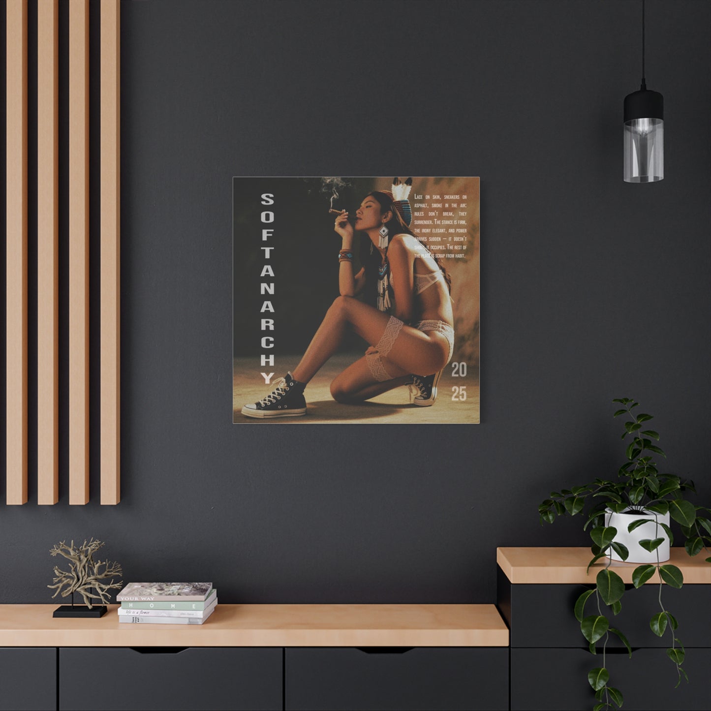 Stretched Canvas Art, Softanarchy Wall Decor, Boho Vibe Home Accent, Gift for Art Lovers, Unique Living Room Decor, 2025 Art Piece