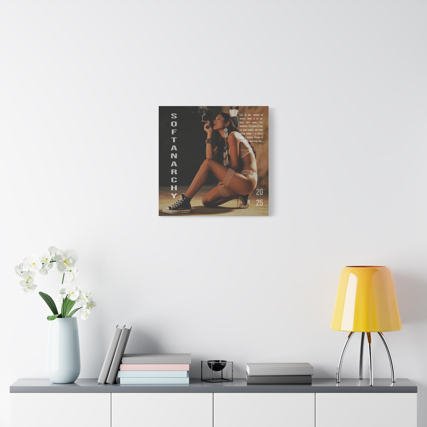 Stretched Canvas Art, Softanarchy Wall Decor, Boho Vibe Home Accent, Gift for Art Lovers, Unique Living Room Decor, 2025 Art Piece