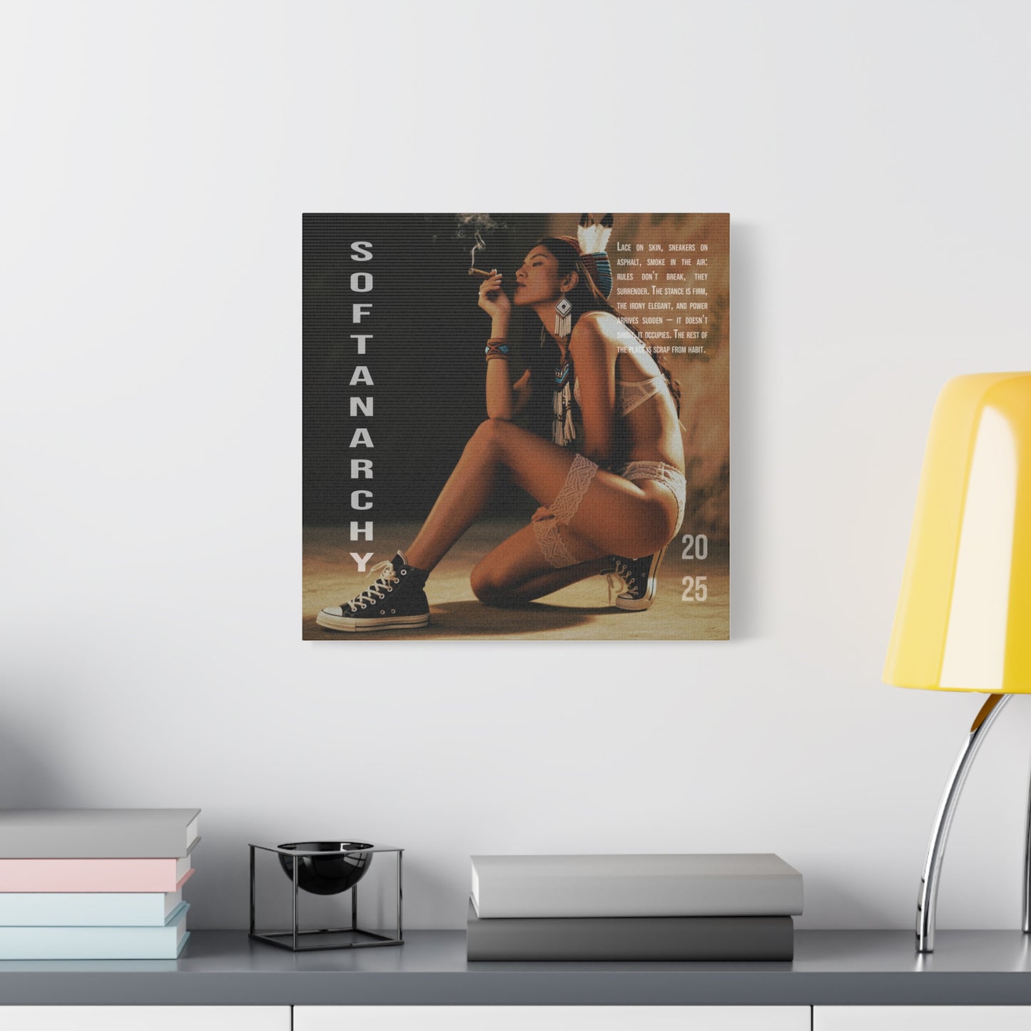 Stretched Canvas Art, Softanarchy Wall Decor, Boho Vibe Home Accent, Gift for Art Lovers, Unique Living Room Decor, 2025 Art Piece