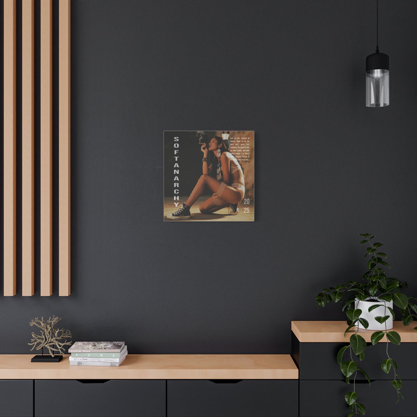 Stretched Canvas Art, Softanarchy Wall Decor, Boho Vibe Home Accent, Gift for Art Lovers, Unique Living Room Decor, 2025 Art Piece