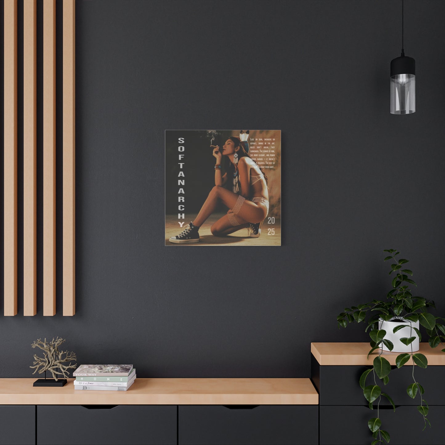 Stretched Canvas Art, Softanarchy Wall Decor, Boho Vibe Home Accent, Gift for Art Lovers, Unique Living Room Decor, 2025 Art Piece