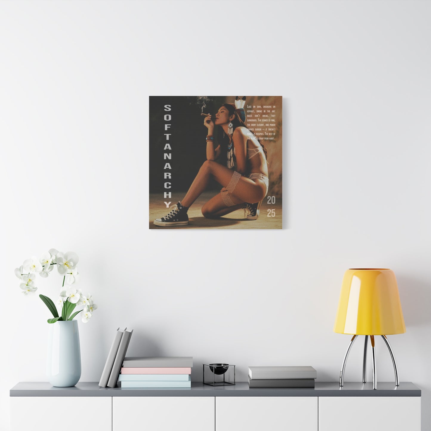 Stretched Canvas Art, Softanarchy Wall Decor, Boho Vibe Home Accent, Gift for Art Lovers, Unique Living Room Decor, 2025 Art Piece