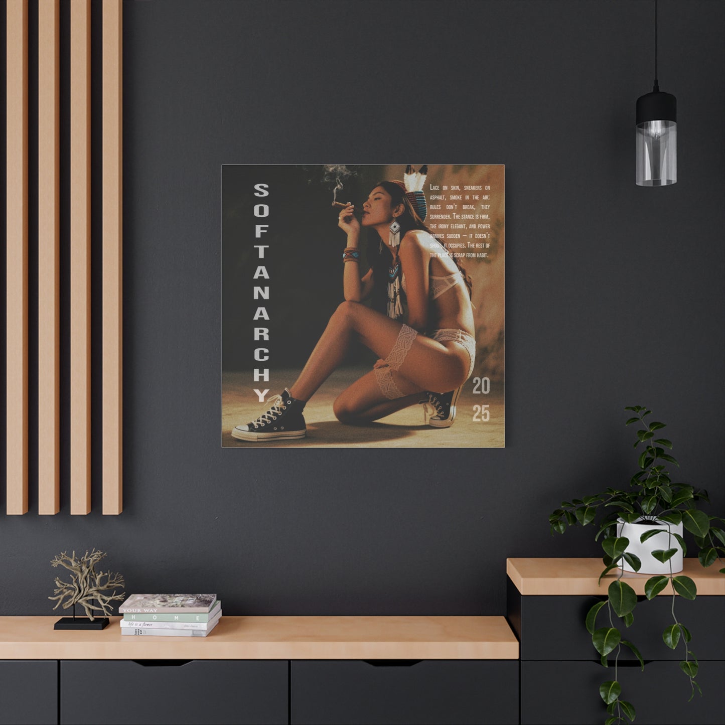 Stretched Canvas Art, Softanarchy Wall Decor, Boho Vibe Home Accent, Gift for Art Lovers, Unique Living Room Decor, 2025 Art Piece