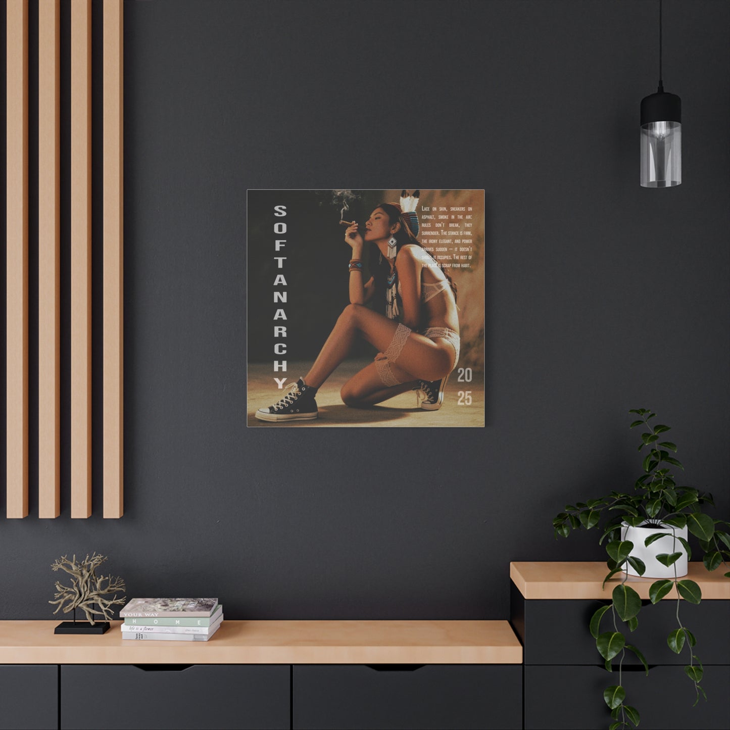 Stretched Canvas Art, Softanarchy Wall Decor, Boho Vibe Home Accent, Gift for Art Lovers, Unique Living Room Decor, 2025 Art Piece