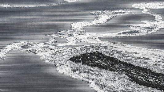 Coastal Static | 96x54cm Signed Fine Art Print on RAG 310g Paper by Felipe Hueb – Abstract Seascape Photography for Collectors of Contemporary Minimalist Art