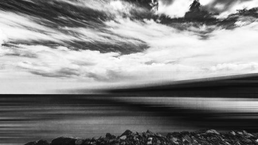 Threshold of Silence | 110x63cm Signed Fine Art Print on RAG 310g Paper by Felipe Hueb – Monochrome Minimalist Seascape Photography for Collectors of Symbolic Fine Art